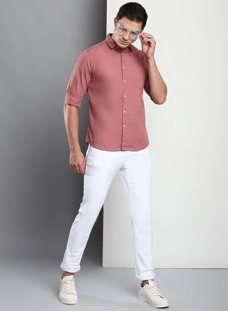 Dennis Lingo Pink Dennis Lingo Men's Solid Dusty Pink Casual Shirt for Men | Best Price UAE