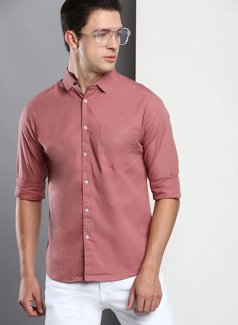 Dennis Lingo Pink Dennis Lingo Men's Solid Dusty Pink Casual Shirt for Men | Best Price UAE