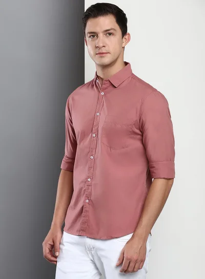 Dennis Lingo Dennis Lingo Men's Solid Dusty Pink Casual Shirt