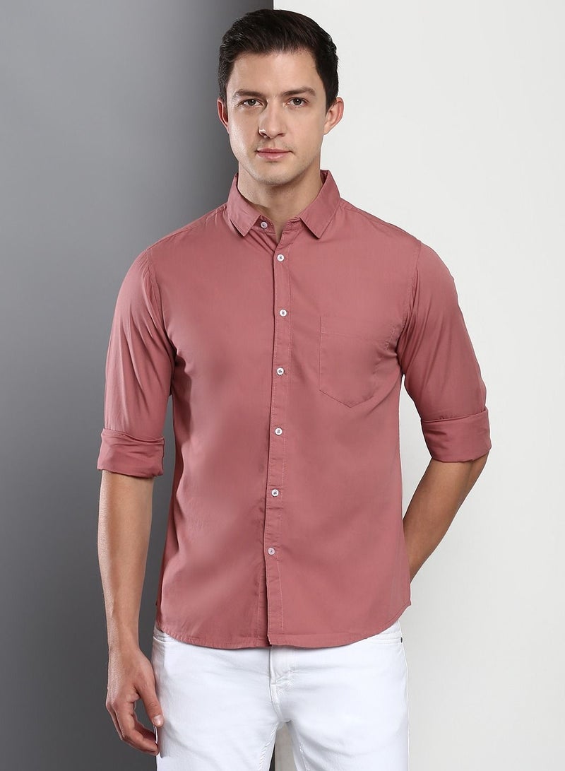 Dennis Lingo Men's Solid Dusty Pink Casual Shirt - Image 3