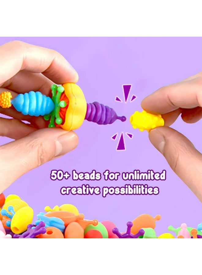 ويمبلي مجموعة صنع المجوهرات من خرز ويمبلي بوب للبنات، أساور وقلادات وخواتم، أدوات حرفية متعددة الألوان، أكثر من 50 خرزة، مجموعة مجوهرات فن البوب سناب، مثالية كهدايا عيد الميلاد - Image 3