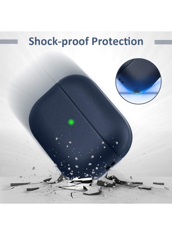 Cover Compatible with Airpods Pro 2 Case, Leather Texture Full-Body Protective Case Cover Compatible with Airpods Pro 2, Wireless Charging and Front LED Visible (Dark Blue) - Image 5