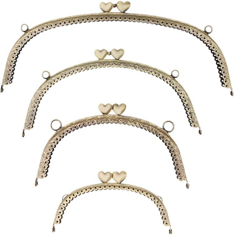 klarako Vintage Metal Kiss Clasp Frame Coin Purse Handbag Bag Crossbody DIY Making Bronze, 12.5x7cm - Image 4