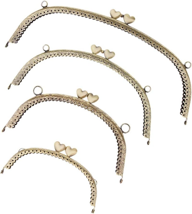 klarako Vintage Metal Kiss Clasp Frame Coin Purse Handbag Bag Crossbody DIY Making Bronze, 12.5x7cm - Image 3