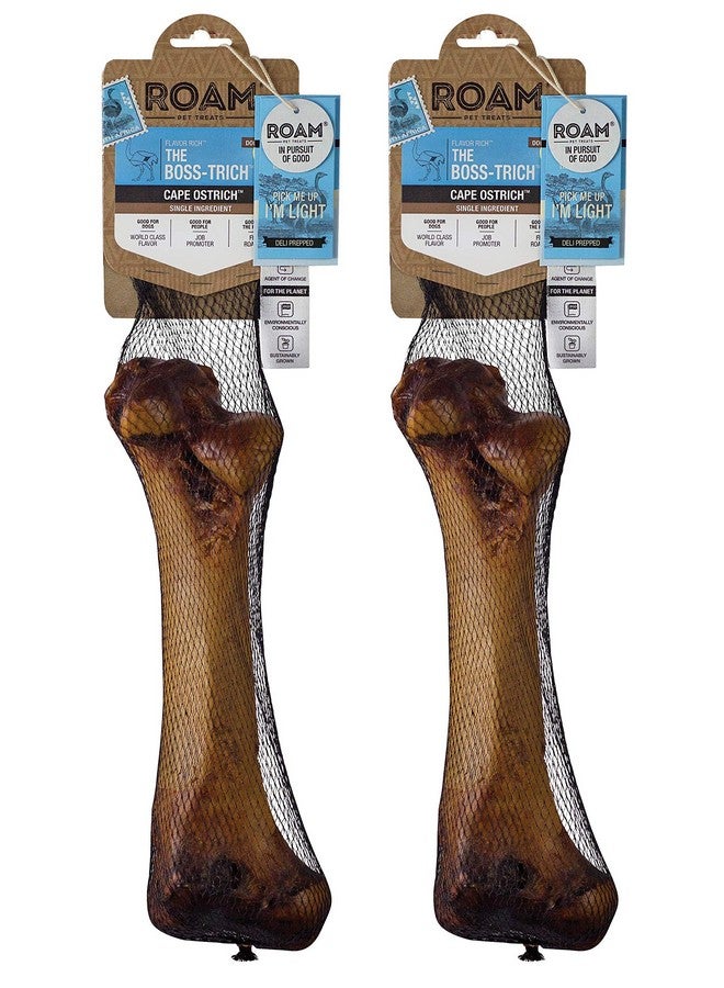 ROAM Pet Treats Boss-trich Bone Pack of 2 for Medium and Large Dogs - Long Lasting Ostrich Dog Bones - Image 1