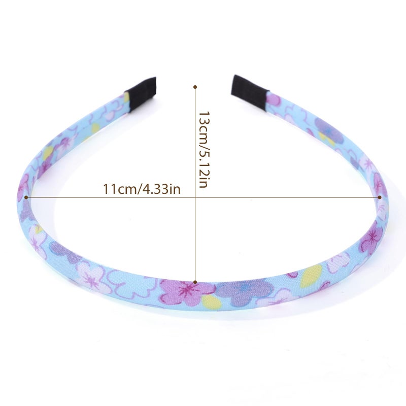 Fishdown Headbands for Girls 12Pcs Thin Head Bands for Girls Hairbands for Toddler Floral Cloth Fabric Covered Headband Birthday Party Favors - Image 2