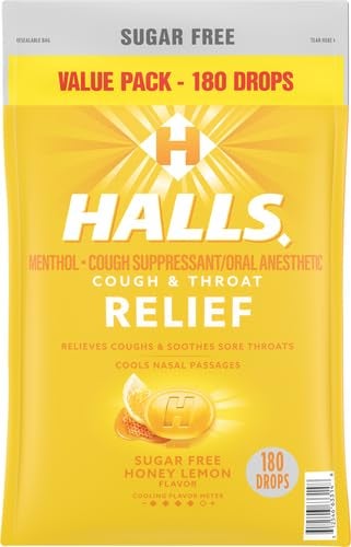Halls حلوى السعال بدون سكر بنكهة العسل والليمون - عبوة قيمة 180 حبة - عبوتين - Image 2