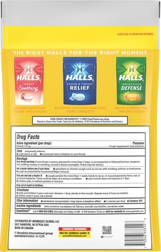 Halls حلوى السعال بدون سكر بنكهة العسل والليمون - عبوة قيمة 180 حبة - عبوتين - Image 3