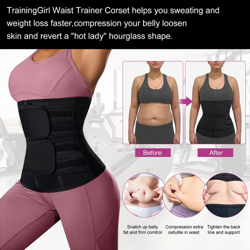 TrainingGirl Women Waist Trainer Cincher Corset Tummy Control Workout Sweat Band Slimmer Belly Belt Weight Loss Sports Girdle - Image 3