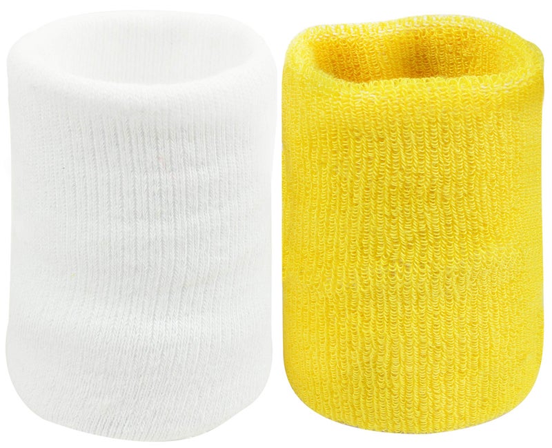 Neska Moda Unisex White and Yellow Pack of 2 Cotton Wrist Band - Image 1