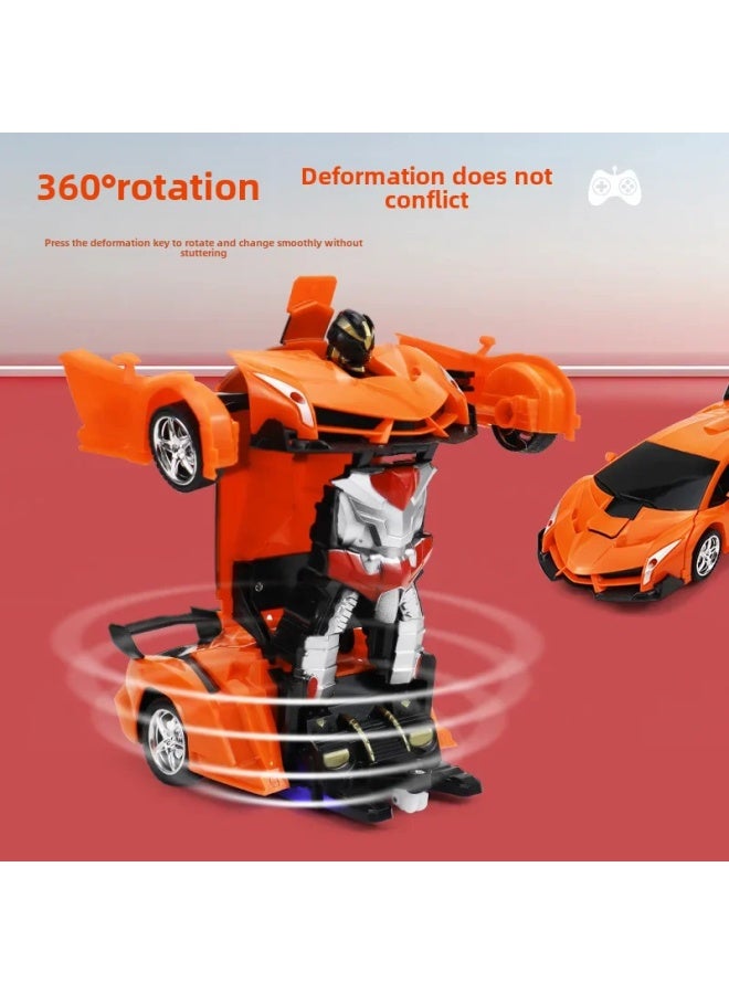 Remote Control One-click Transforming Car Robot Racing Car Model Boys Children's Toy Remote Control Wholesale-Color:889-18 Red E-commerce Box-Proportion:1:18 Screwdriver 5 Ordinary Batteries - Image 4