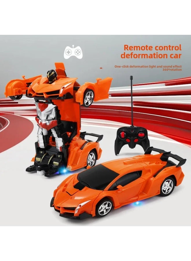 Remote Control One-click Transforming Car Robot Racing Car Model Boys Children's Toy Remote Control Wholesale-Color:889-18 Red E-commerce Box-Proportion:1:18 Screwdriver 5 Ordinary Batteries - Image 2