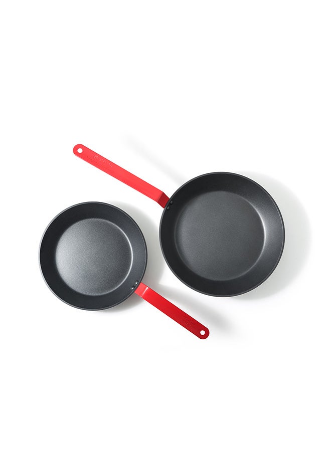 Sensarte 2 Piece Swiss Coating Frying Pan Set, 26 and 30 CM, Non-stick, Oven Safe & Dishwasher Safe, Induction Compatible, PFOA PFOS Free - Black with Red Handles - Image 2