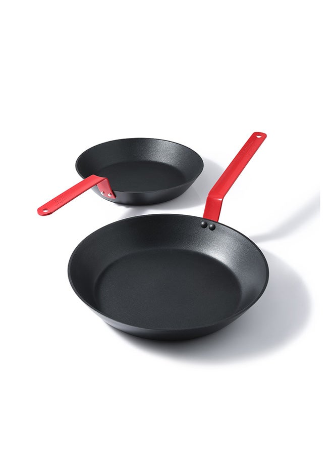 Sensarte 2 Piece Swiss Coating Frying Pan Set, 26 and 30 CM, Non-stick, Oven Safe & Dishwasher Safe, Induction Compatible, PFOA PFOS Free - Black with Red Handles - Image 5