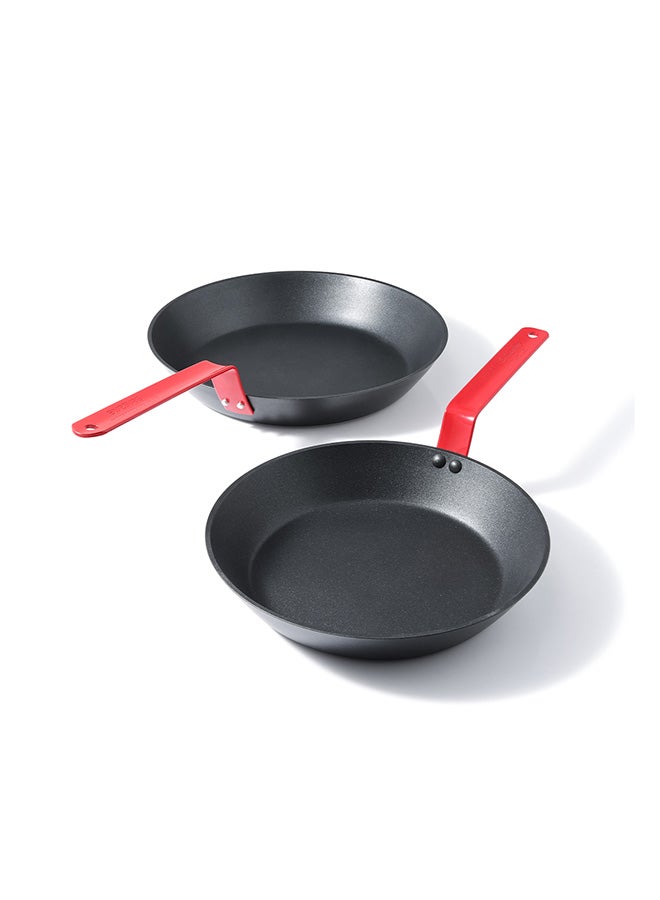 Sensarte 2 Piece Swiss Coating Frying Pan Set, 26 and 30 CM, Non-stick, Oven Safe & Dishwasher Safe, Induction Compatible, PFOA PFOS Free - Black with Red Handles - Image 4