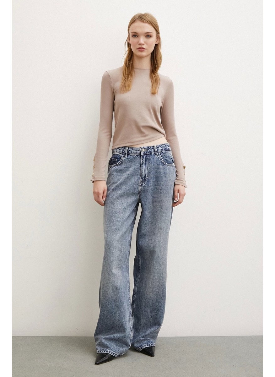 Never More Buttoned Sleeve Blouse Mink  - Image 2
