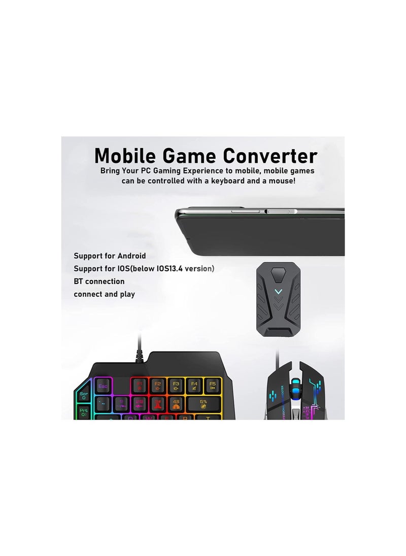 silvercnc - Mix Pro Keyboard and Mouse Adapter, One Handed Keyboard Mouse Combo Set Converter USB Wired Mobile Gaming Keyboard Mouse Adapter Converter for Android, iOS(BT 4.0) - Image 1