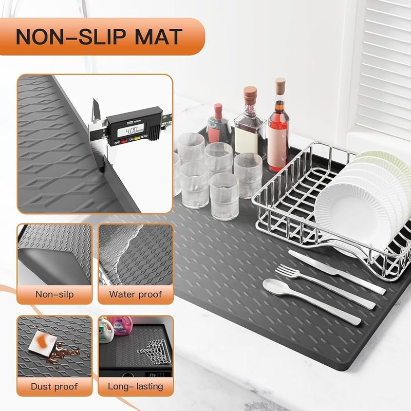 Tazweeq 2Pcs Washer and Dryer Covers for the Top, 23.6''x 23.6'' Non-Slip Silicone Dryer Top Protector Washing Machine Mat, Non-slip,Heat-Resistant, Leak-Proof for Home Kitchen Laundry, Grey - Image 3