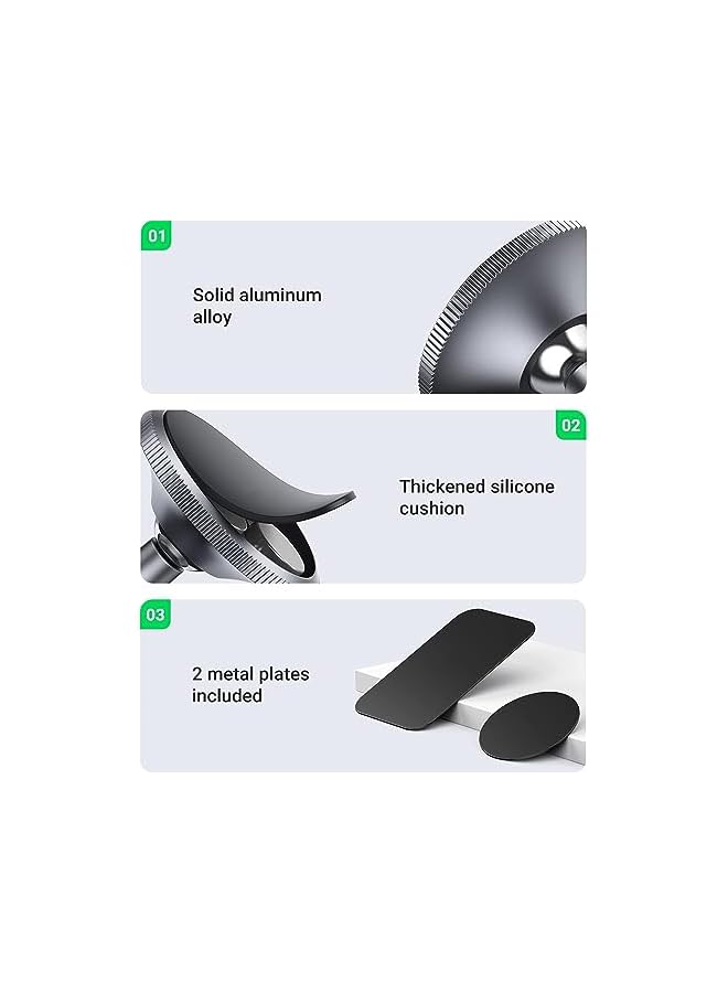 S-TOP Car Phone Holder Magnetic Dashboard Mobile Mount 2 Metal Plates Compatible with iPhone 13 Pro/13 Pro Max/13/13 mini/iPhone 12/11/XR,Samsung S10/S9/S8/A70,Huawei P30/P20,Google Pixel 3a,OnePlus - Image 2