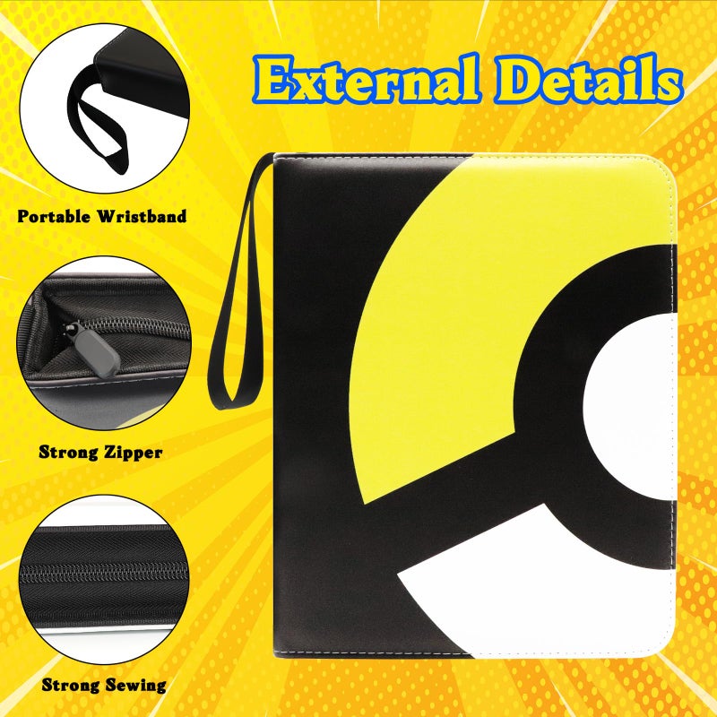 Card Binder 9-Pocket  900 Pockets Fashion Design Trading Card Holder for Sports Card Premium Card Book Sturdy Card Holder (Yellow  900 Card) - Image 4