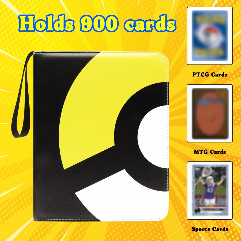 Card Binder 9-Pocket  900 Pockets Fashion Design Trading Card Holder for Sports Card Premium Card Book Sturdy Card Holder (Yellow  900 Card) - Image 5