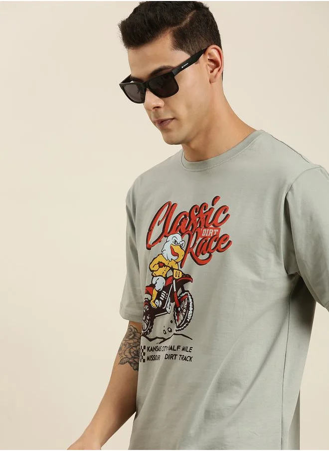 Difference of Opinion Classic Dirt Race Graphic Print Oversized T-Shirt with Short Sleeves