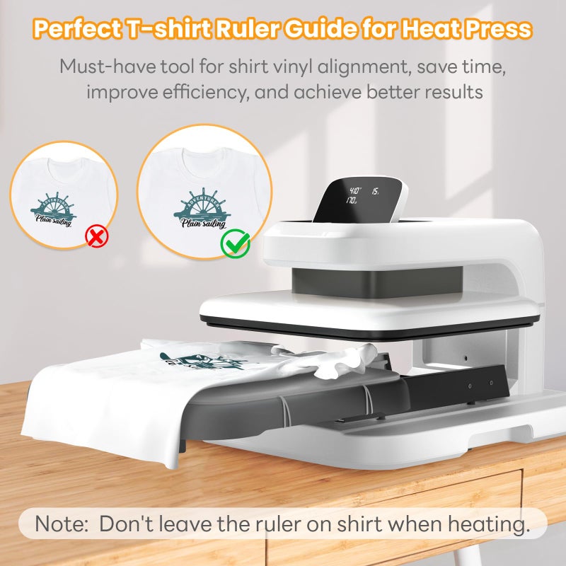 HTVRONT Tshirt Ruler Guide for Vinyl Alignment - Transparent PVC Tshirt Measurement Tool for Heat Press in HTV Vinyl, All-in-ONE T Shirt Ruler to Center Design and Craft Sewing - Image 4