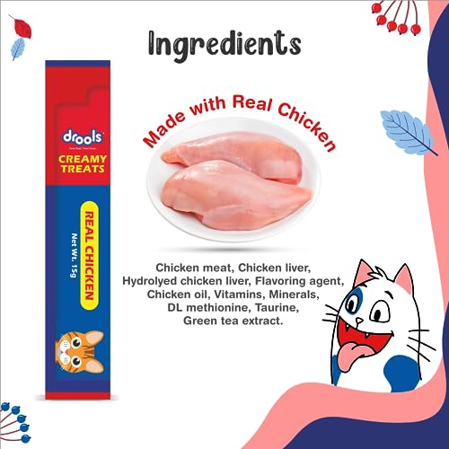 Drools All Life Stages Creamy Lickable Cat Treats 375g (15g x 25 Pieces, Jar) | Chicken Flavour | Taurine for Heart & Vision Health | Creamy Texture | Irresistibly Tasty | Easy to Hand Feed - Image 4