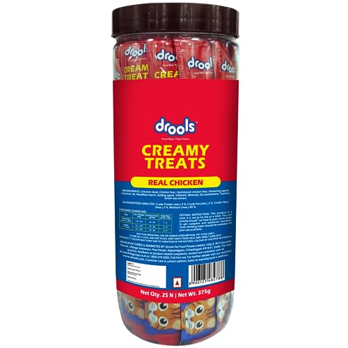 Drools All Life Stages Creamy Lickable Cat Treats 375g (15g x 25 Pieces, Jar) | Chicken Flavour | Taurine for Heart & Vision Health | Creamy Texture | Irresistibly Tasty | Easy to Hand Feed - Image 2