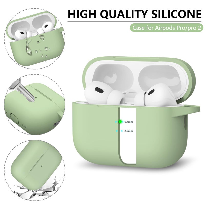 Ljusmicker for AirPods Pro Case Cover with Cleaner Kit,Soft Silicone Protective Case for Apple AirPods Pro 2nd/1st Generation Case for Women Men,AirPod Pro Case Accessories with Keychain-Pastel Green - Image 4