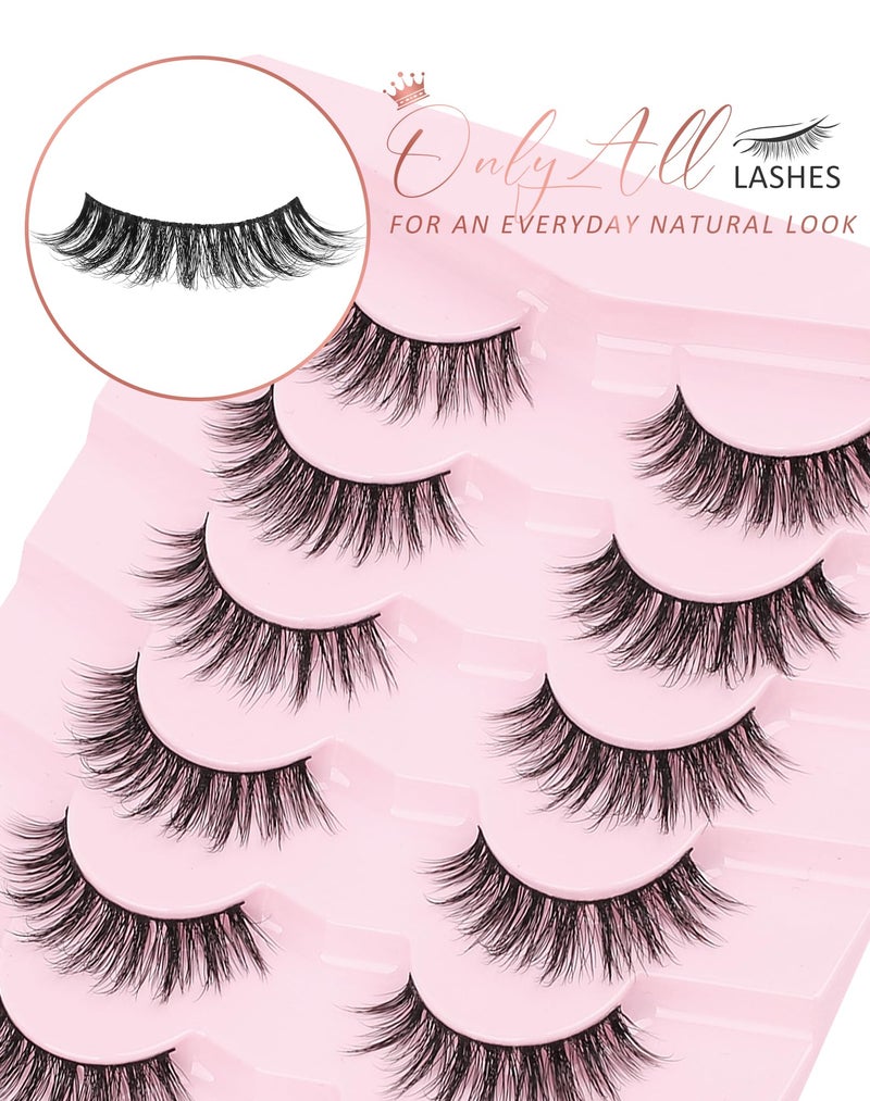 Onlyall Natural Lashes Wispy Lashes Natural Look False Eyelashes Natural Flared Eyelashes False Eye Lashes Soft Fluffy Lashes 7 Pairs D-K08 - Image 5