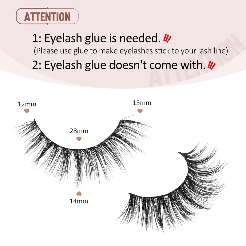 Onlyall Natural Lashes Wispy Lashes Natural Look False Eyelashes Natural Flared Eyelashes False Eye Lashes Soft Fluffy Lashes 7 Pairs D-K08 - Image 2