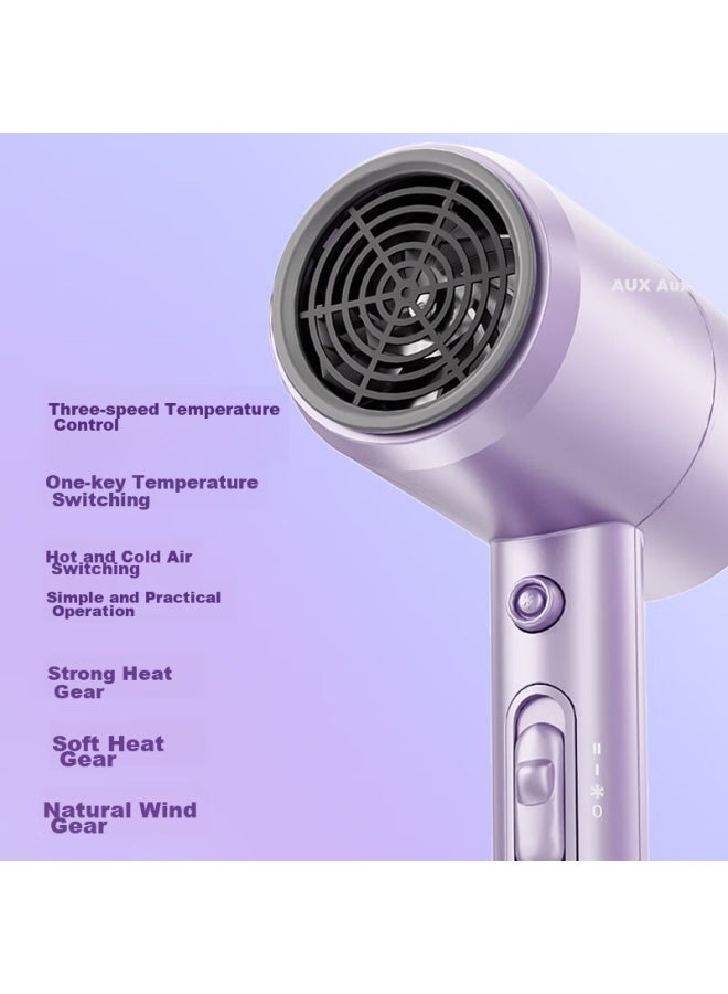 Aux Hair Dryer For Home Use With Negative Ions And Blue Light Hair Protection, High-power Quick-drying Constant Temperature Hair Protection Hair Dryer 1800w High-power Electric Hair Dryer Ah7800s Dazzling Purple - Image 2