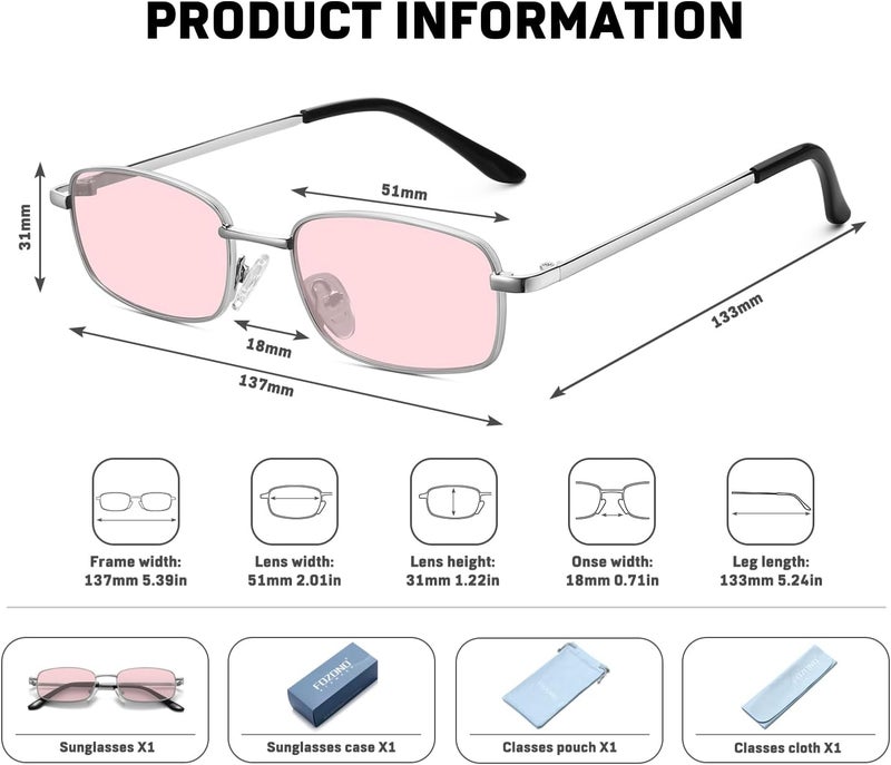 Fozono Rectangle Sunglasses for Women 90s Retro Small Narrow Square Frame UV400 Protection - Image 5