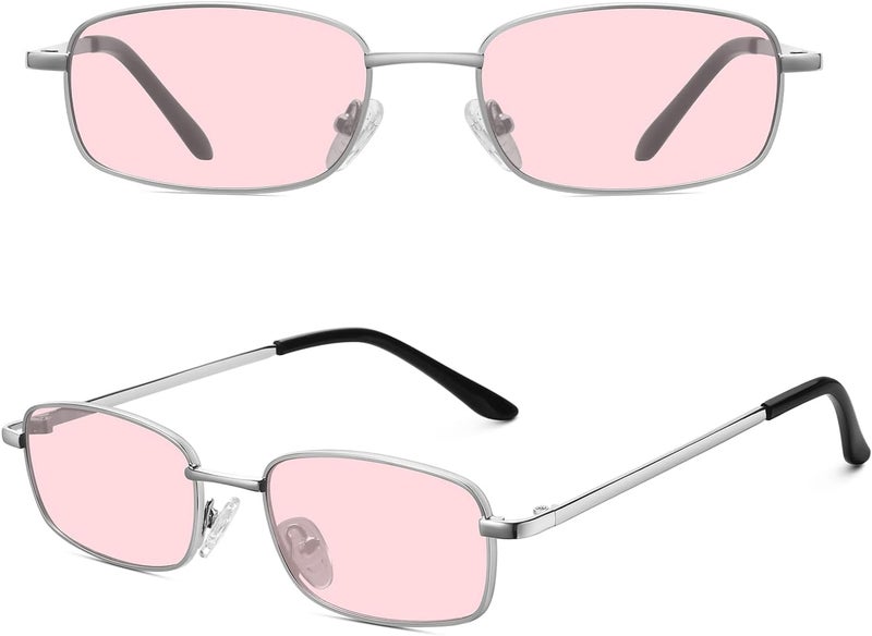 Fozono Rectangle Sunglasses for Women 90s Retro Small Narrow Square Frame UV400 Protection - Image 2