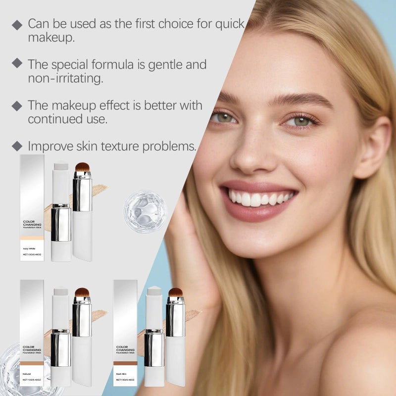 The color-changing foundation stick is lightweight, moisturizing, hydrating, nourishing, matte, and clear    Dark skin - Image 5