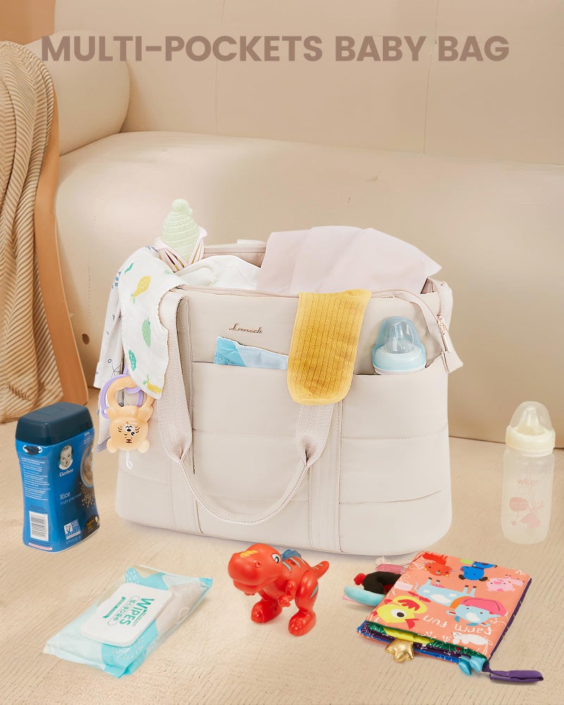 LOVEVOOK Diaper Bag Tote, Puffer Baby Diaper Bag with Insulated Pocket,Travel Diaper Tote with Pacifier Case and Changing Pad - Image 4