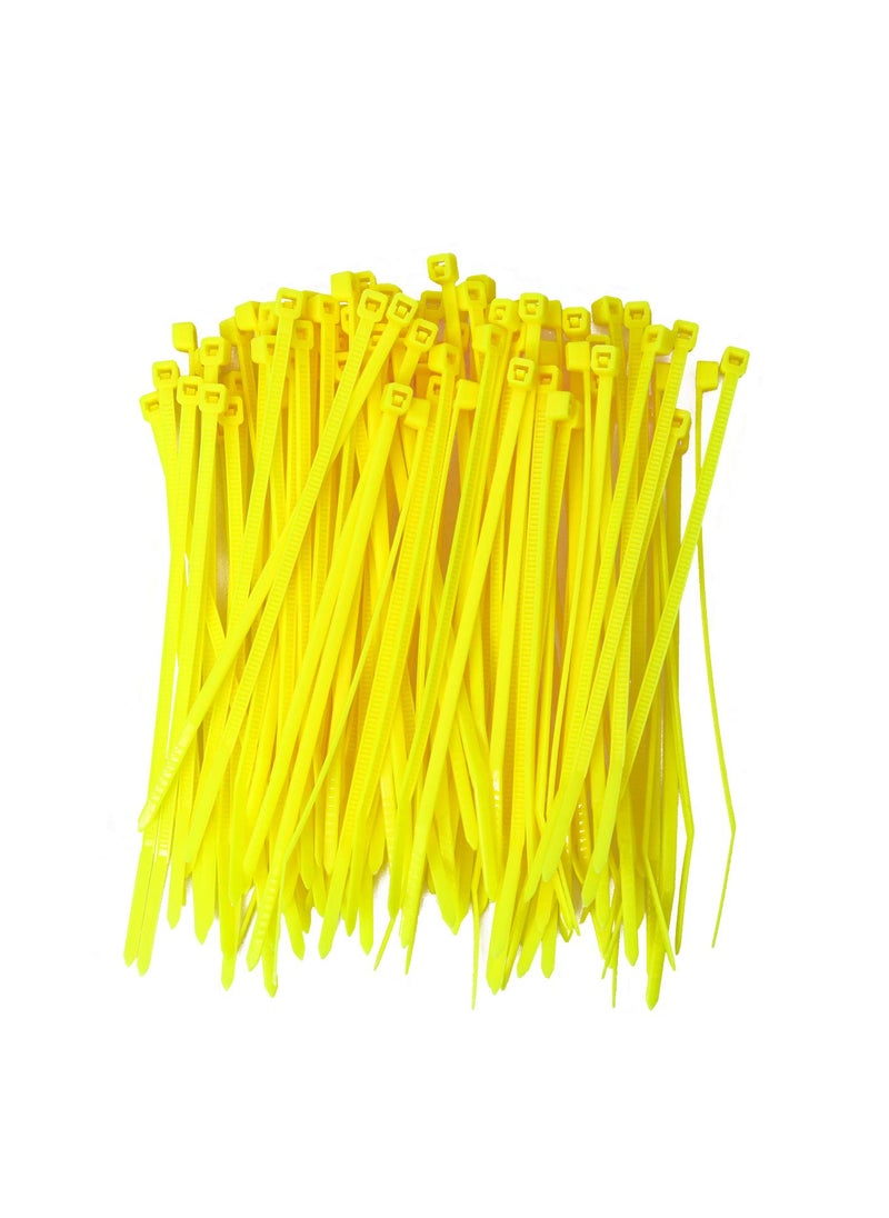 Electronicspices Electronic Spices 25mm X 150mm Yellow Color Multipurpose Self Locking Nylon 66 Industrial Grade Cable Tie Pack of 100pcs  - Image 1