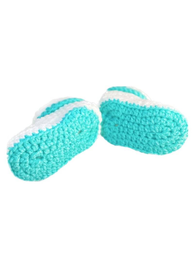 Pikkaboo Pikkaboo Cuddles and Snuggles Crochet Baby Booties-White and Green  - Image 3