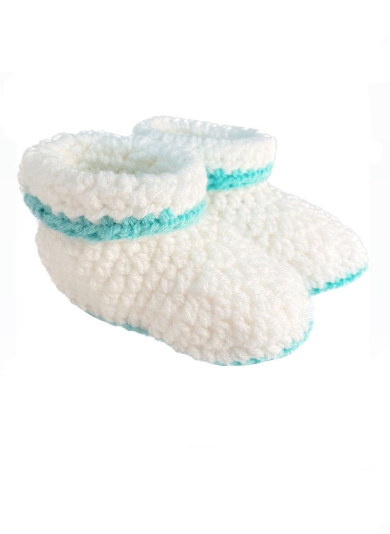 Pikkaboo Pikkaboo Cuddles and Snuggles Crochet Baby Booties-White and Green  - Image 2