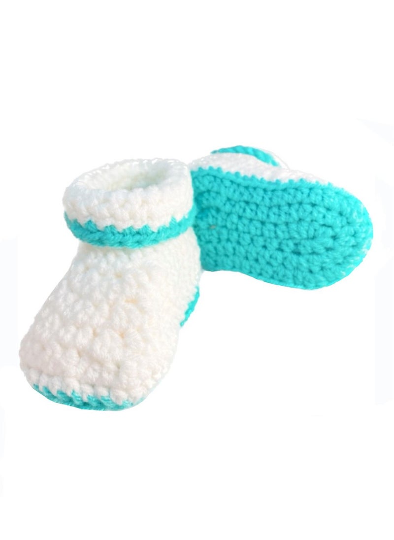 Pikkaboo Pikkaboo Cuddles and Snuggles Crochet Baby Booties-White and Green  - Image 4