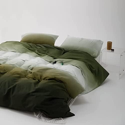 Houseri Gradient Green White Comforter Set Queen Olive Green Bedding Comforter Queen Size Teen Boys Girls Army Green Queen Size Comforter Sets Women Aesthetic Light Dark Green Bedding Comforters Queen - Image 3