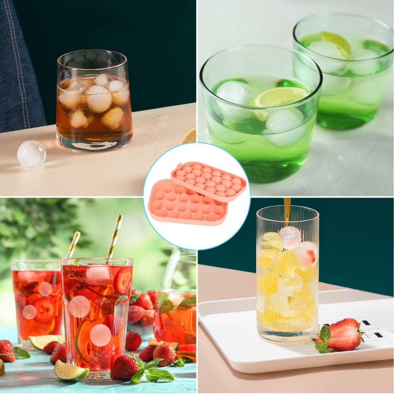 VVAYHUA Ice Cube Tray for Freezer, 2 Pack Silicone Ice Balls Maker with Lid BPA Free Easy-Release Ice Cube Molds, DIY Homemade Round Ice Cubes for Whiskey, Cocktails, Coffee (Pink) - Image 5