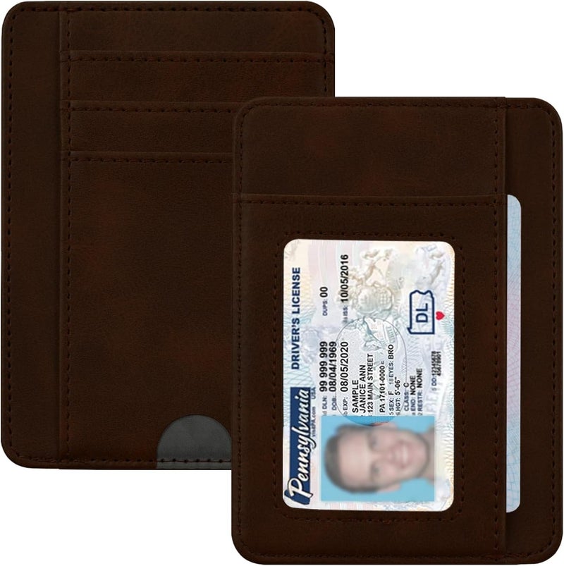 Hot Cool Slim Wallet for Men, Minimalist Front Pocket Simple Leather Credit Card Holder RFID Blocking for Men & Women, Thin Organizer Gifts, Cowboy Brown - Image 1