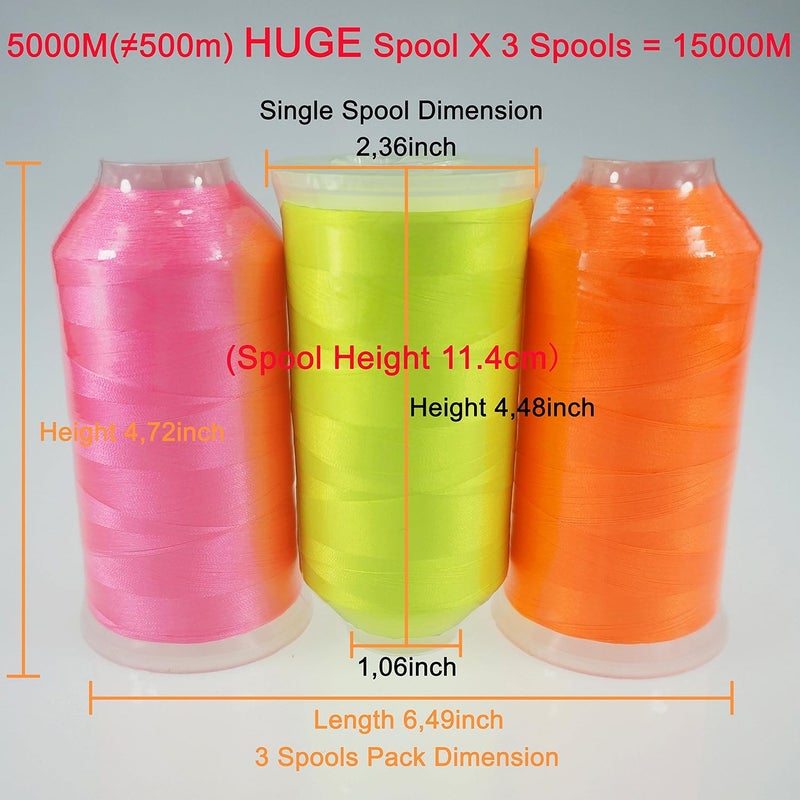New brothreads - 40 Options- Various Assorted Color Packs of Polyester Embroidery Machine Thread Huge Spool 5000M for All Embroidery Machines -Neon Colors 1 - Image 2