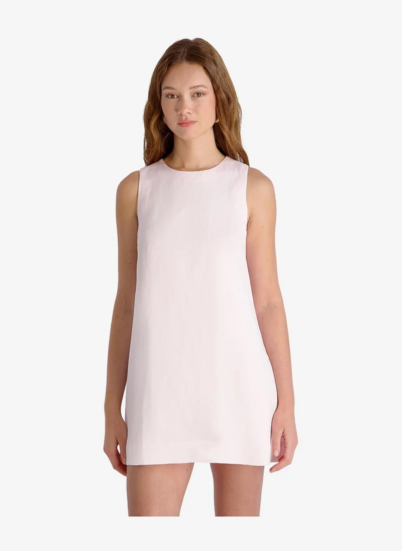 فرنش كونكشن Women's Pink Icing Cooper Linen Slvls Mini Dress