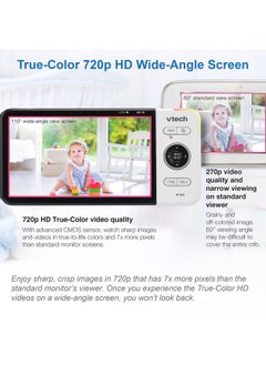vtech Vm818Hd Video Monitor 5Inch 720P Hd Display Night Light 110Degree Wideangle Truecolor Dayvision Hd No Glare Nightvision Bestinclass 1000Ft Range 2Way Talk  - Image 5