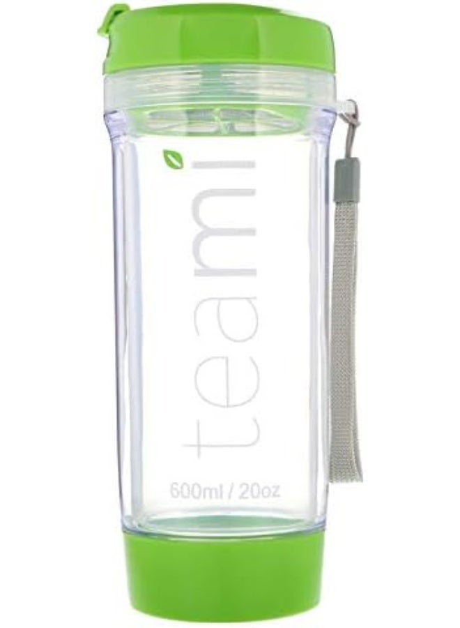 Teami Tea Tumbler Infuser Bottle - Green, 20 Ounce - BPA FREE - Double Walled Mug, Hot or Cold - Our Best Infusion Bottles for Infused Fruit, Smoothies, Tea, even Coffee