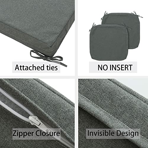 FUNHOME Outdoor Cushion Covers 20 x 18 x 4 inch,Set of 2,Replacement Seat Cushion Cover for Patio Furniture Chair,Water Resistant,Fade-Resistant Slipcover Only,No Insert(Dark Gray) - Image 2