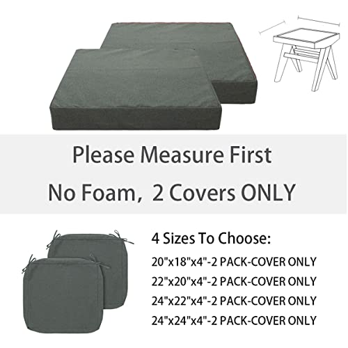 FUNHOME Outdoor Cushion Covers 20 x 18 x 4 inch,Set of 2,Replacement Seat Cushion Cover for Patio Furniture Chair,Water Resistant,Fade-Resistant Slipcover Only,No Insert(Dark Gray) - Image 3